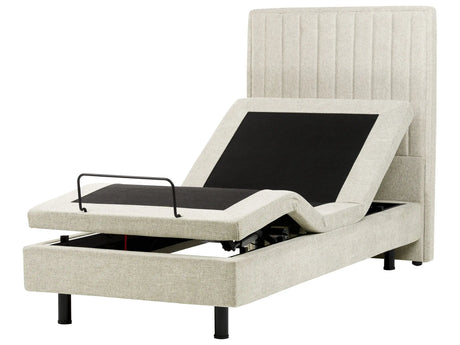 Electric Bed Beige EU Single 3ft Remote Control Adjustable Fabric Upholstery Beliani
