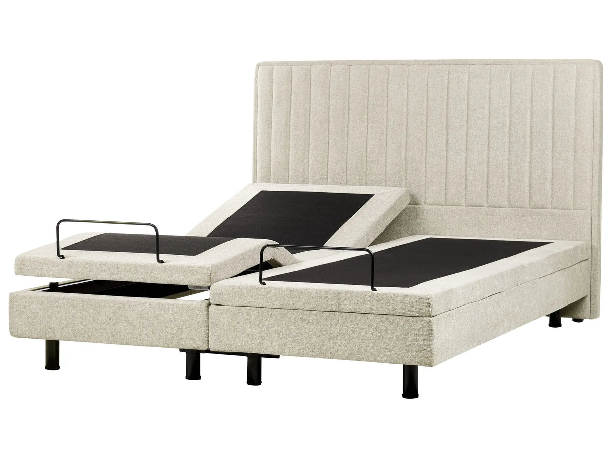 Electric Bed Beige EU Super King Size 6ft Remote Control Adjustable Fabric Upholstery Beliani