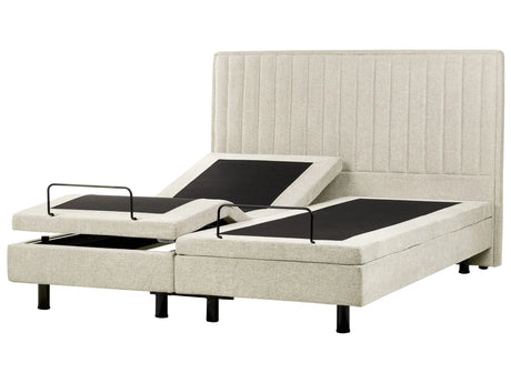 Electric Bed Beige EU Super King Size 6ft Remote Control Adjustable Fabric Upholstery Beliani