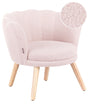 Kids Armchair Pastel Pink Boucle Upholstery Wooden Legs Children Chair Beliani