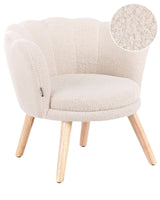 Kids Armchair Light Beige Boucle Upholstery Wooden Legs Children Chair Beliani