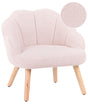 Kids Armchair Pastel Pink Boucle Upholstery Wooden Legs Children Chair Beliani