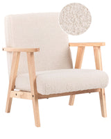 Kids Armchair Light Beige Boucle Upholstery Wooden Legs Children Chair Beliani