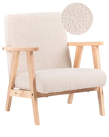 Kids Armchair Light Beige Boucle Upholstery Wooden Legs Children Chair Beliani