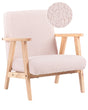 Kids Armchair Pastel Pink Boucle Upholstery Wooden Legs Children Chair Beliani