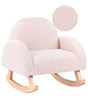 Kids Size Rocking Chair Pastel Pink Boucle Indoor Wooden Rockers with Armrests Beliani