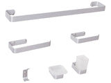 6-Piece Bathroom Hardware Set Silver Aluminum Glass Matt Finish Bathroom Modern Style Beliani