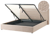 Ottoman Bed Taupe Boucle Upholstery EU Super King Size 6ft Large Classic Headboard Wooden Slats Beliani
