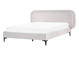 EU Double Size Bed Light Grey Velvet 4ft6 Upholstered Frame Headrest Beliani