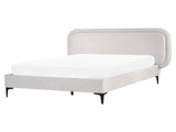 EU King Size Bed Light Grey Velvet 5ft3 Upholstered Frame Headrest Beliani