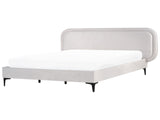 EU Super King Size Bed Light Grey Velvet 6ft Upholstered Frame Headrest Beliani