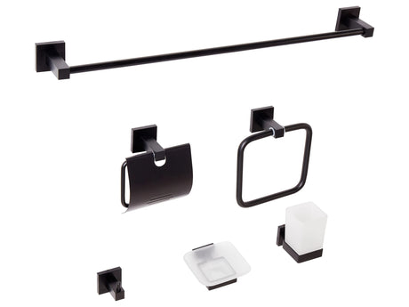 6-Piece Bathroom Hardware Set Black Aluminium Matt Tumbler and Soap Dish Included Bathroom Accessories Modern Classic Beliani