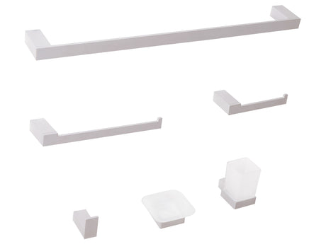 6-Piece Bathroom Hardware Set Silver Aluminium with Tumbler and Soap Dish Bathroom Accessories Minimalistic Beliani