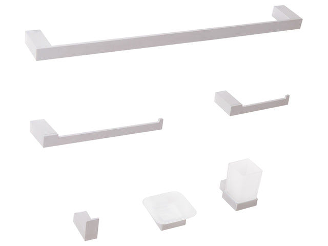 6-Piece Bathroom Hardware Set Silver Aluminium with Tumbler and Soap Dish Bathroom Accessories Minimalistic Beliani