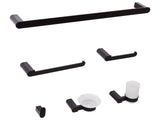 6-Piece Bathroom Hardware Set Black Aluminium Glass Tumbler and Soap Dish Included Bathroom Accessories Minimalist Chic Beliani