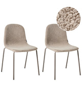 Set of 2 Conference Chairs Taupe Boucle Upholstery Iron Legs Stackable Office Furniture Beliani