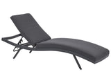 Garden Sun Lounger Dark Grey Fabric Aluminium Frame Adjustable Reclining Backrest Padded with Quick Dry Foam Modern Style Beliani