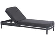 Garden Sun Lounger Graphite Grey Fabric Aluminium Frame Adjustable Reclining Backrest Padded with Quick Dry Foam Modern Style Beliani