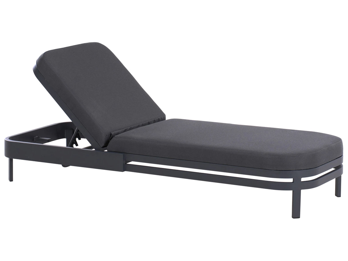 Garden Sun Lounger Graphite Grey Fabric Aluminium Frame Adjustable Reclining Backrest Padded with Quick Dry Foam Modern Style Beliani