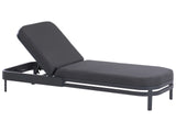 Garden Sun Lounger Graphite Grey Fabric Aluminium Frame Adjustable Reclining Backrest Padded with Quick Dry Foam Modern Style Beliani