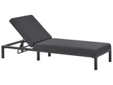 Garden Sun Lounger Graphite Grey Fabric Aluminium Frame Adjustable Reclining Backrest Padded with Quick Dry Foam Modern Style Beliani
