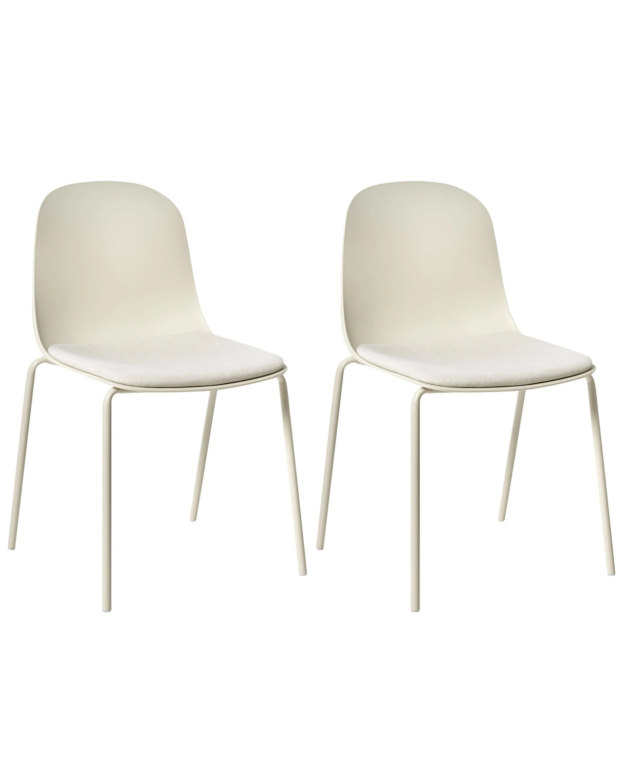 Set of 2 Conference Chairs Light Beige Polyester Seat Plastic Backrest Iron Legs Office Furniture Modern Beliani