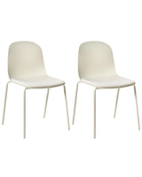 Set of 2 Conference Chairs Light Beige Polyester Seat Plastic Backrest Iron Legs Office Furniture Modern Beliani