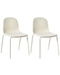 Set of 2 Conference Chairs Light Beige Polyester Seat Plastic Backrest Iron Legs Office Furniture Modern Beliani