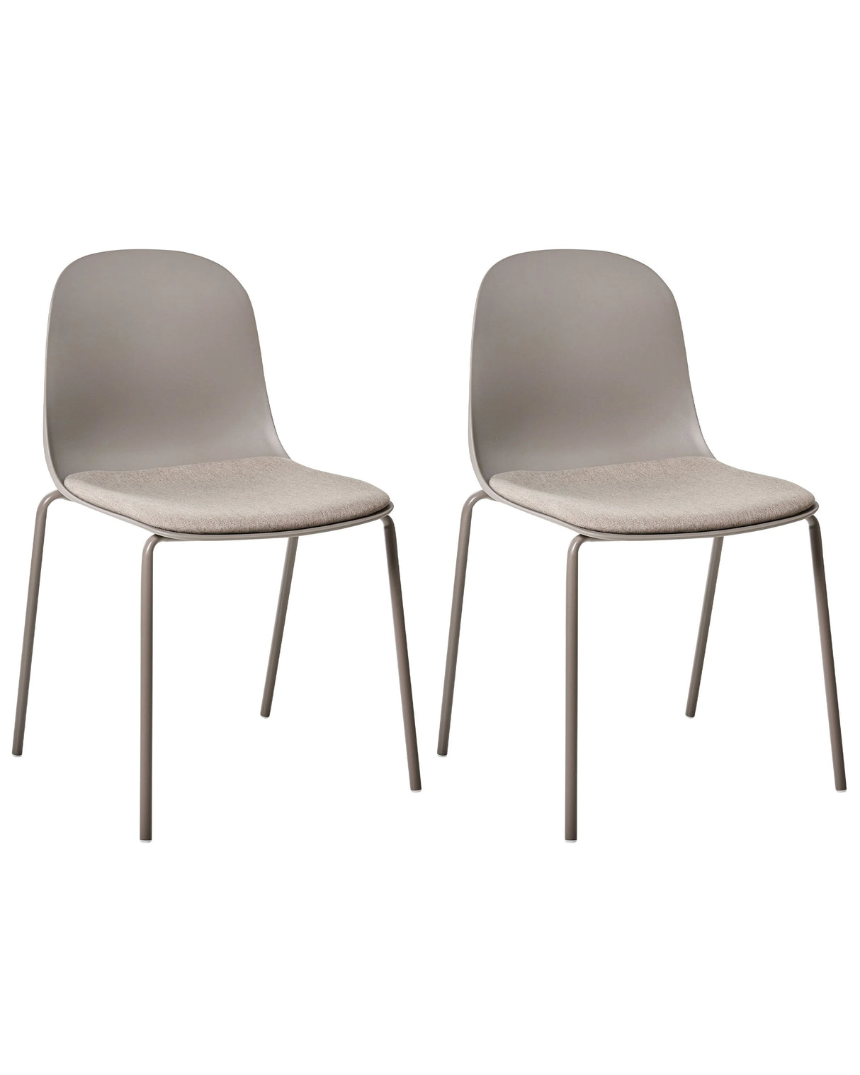 Set of 2 Conference Chairs Taupe Polyester Seat Plastic Backrest Iron Legs Office Furniture Modern Beliani