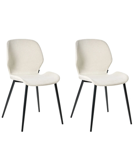 Set of 2 Conference Chairs Light Beige Polyester Upholstery Iron Legs Office Furniture Modern Beliani