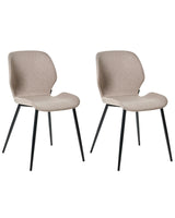 Set of 2 Conference Chairs Taupe Polyester Upholstery Iron Legs Office Furniture Modern Beliani