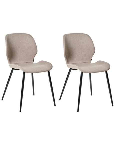 Set of 2 Conference Chairs Taupe Polyester Upholstery Iron Legs Office Furniture Modern Beliani