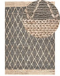 Area Rug Grey Jute 160 x 230 cm Geometric Pattern Hand Woven Boho Living Room Bedroom Beliani