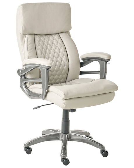 Executive Office Chair Beige Faux Leather Upholstery Seat Height Adjustment Titl Swivel Padding Beliani