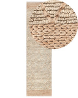 Runner Rug Beige Jute 80 x 300 cm Geometric Pattern Hand Woven Boho Hallway Bedroom Beliani