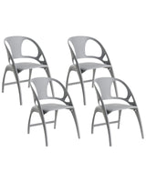 Set of 4 Garden Chairs Grey Polypropylene Lightweight Weather Resistant Plastic Indoor Outdoor Modern Beliani