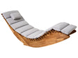 Sun Lounger Light Acacia Wood Light Grey Pad Slatted Design Rocking Feature Curved Shape Beliani