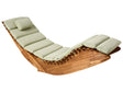 Sun Lounger Light Acacia Wood Light Green Pad Slatted Design Rocking Feature Curved Shape Beliani