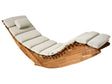 Sun Lounger Light Acacia Wood Taupe Pad Slatted Design Rocking Feature Curved Shape Beliani
