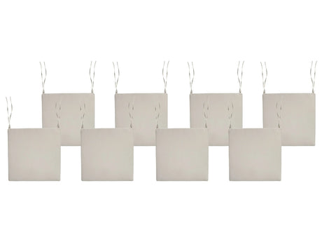 Set of 8 Seat Cushions for Garden Chairs Taupe Polyester Fabric UV Resistant Beliani