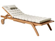 Garden Sun Lounger Light Wood Acacia with Cushion Taupe Reclining on Wheels with Table Beliani