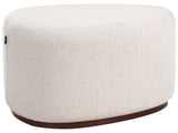 Pouffe Light Beige Fabric Upholstered Fabric Accent Bed Bench Stool Beliani