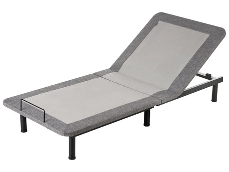 Adjustable Electric Bed Base Grey Iron Polyester EU Small Single Size Remote Included 4 Legs Heights Beliani