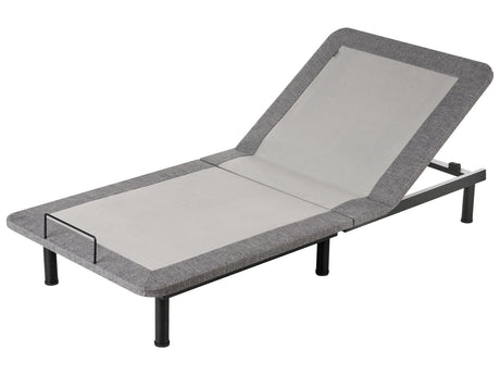 Adjustable Electric Bed Base Grey Iron Polyester EU Single Size Remote Included 4 Legs Heights Beliani