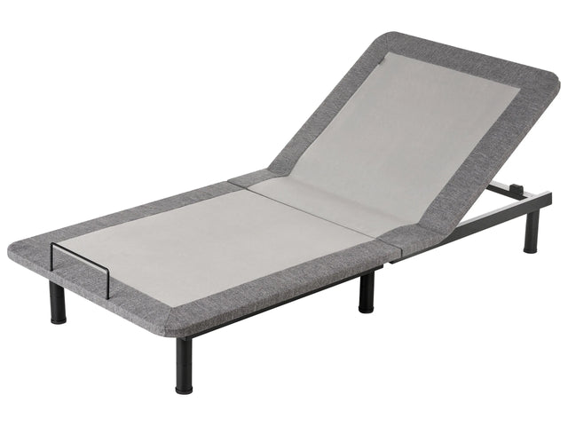 Adjustable Electric Bed Base Grey Iron Polyester EU Single Size Remote Included 4 Legs Heights Beliani