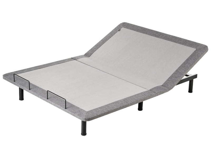 Adjustable Electric Bed Base Grey Iron Polyester EU Double Size Remote Included 4 Legs Heights Beliani
