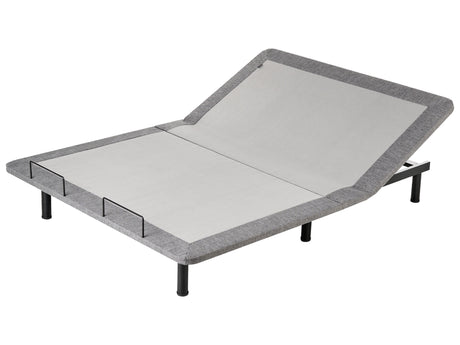 Adjustable Electric Bed Base Grey Iron Polyester EU Double Size Remote Included 4 Legs Heights Beliani