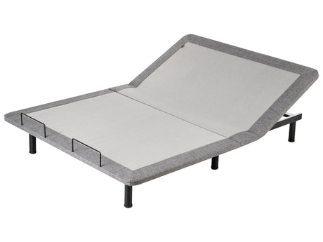 Adjustable Electric Bed Base Grey Iron Polyester EU Double Size Remote Included 4 Legs Heights Beliani