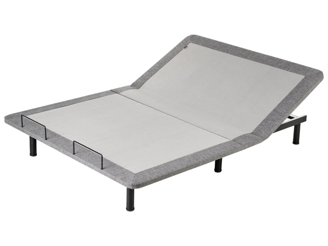 Adjustable Electric Bed Base Grey Iron Polyester EU Double Size Remote Included 4 Legs Heights Beliani