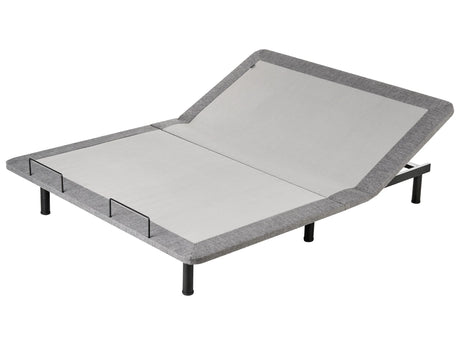 Adjustable Electric Bed Base Grey Iron Polyester EU King Size Remote Included 4 Legs Heights Beliani
